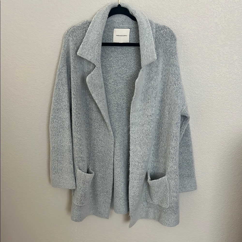 Thread & Supply Gray Cardigan Sweater Oversized Knit